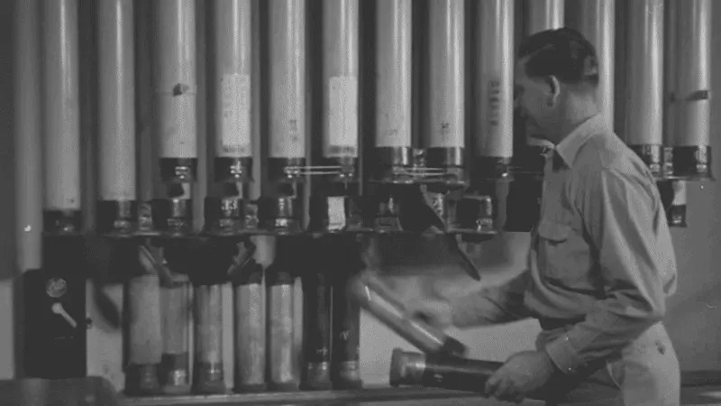 Pneumatic tube system in use at the Postal Office