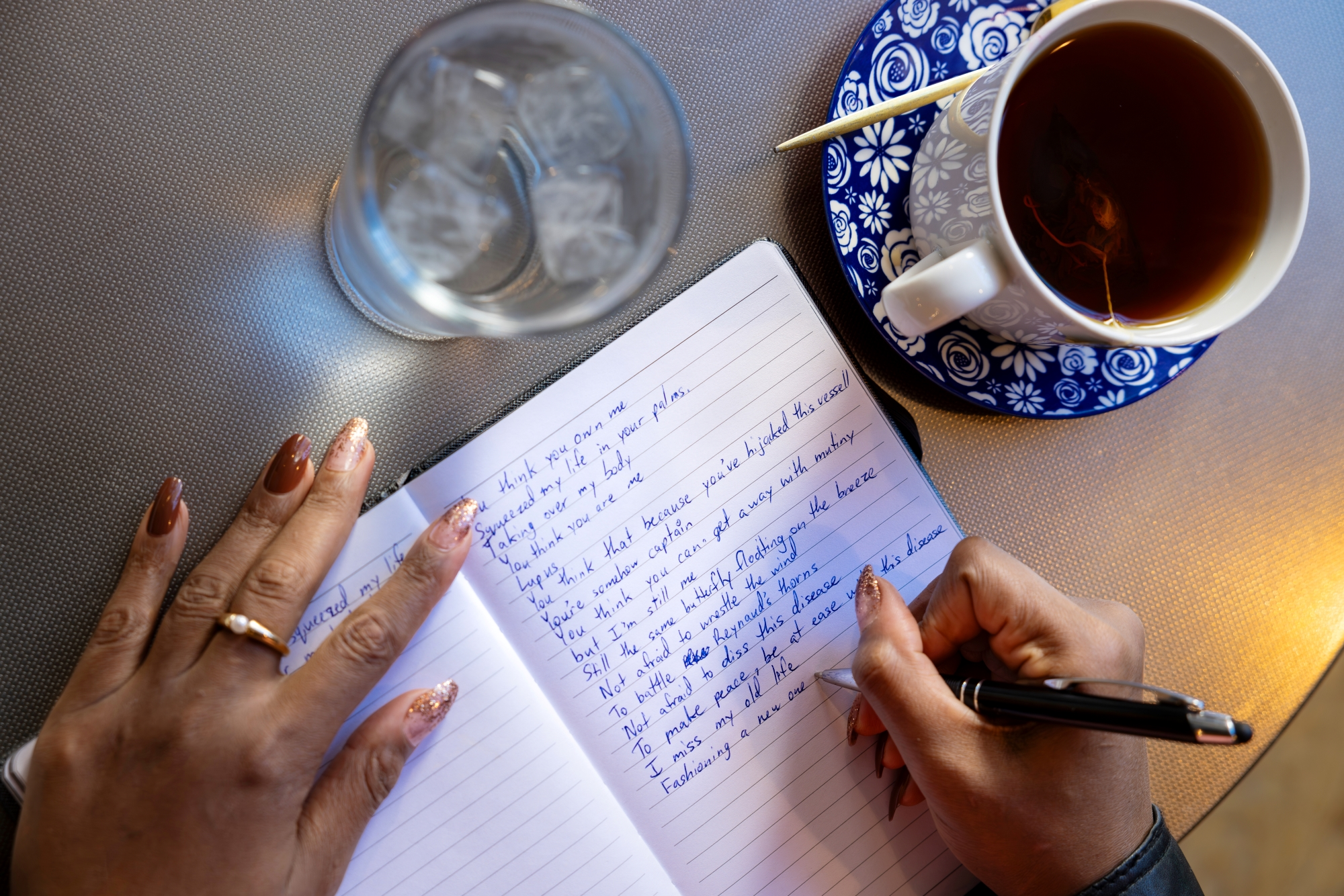 Shanelle works on a poem.